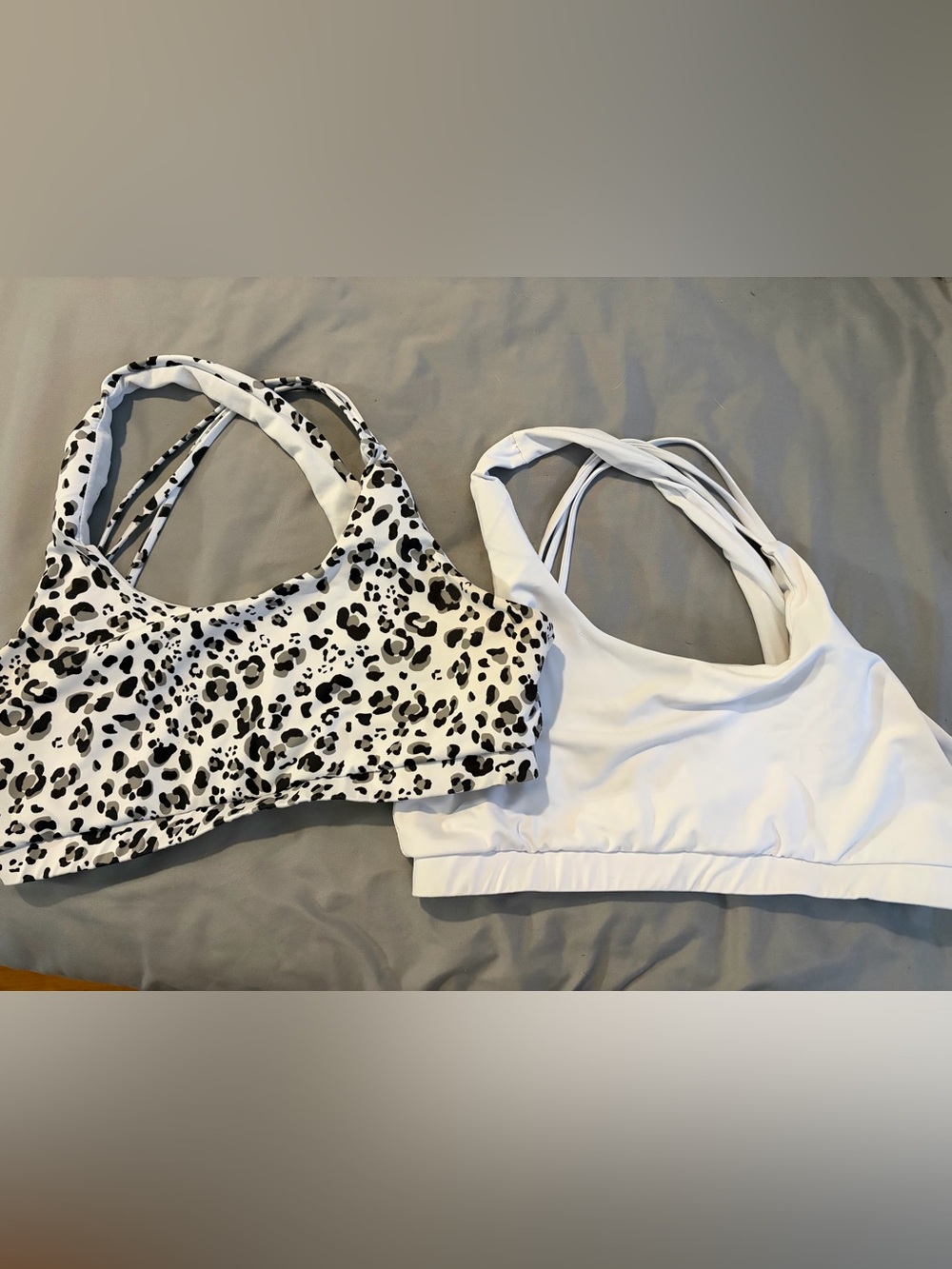 Leopard Print and White Sports Bralettes - Pack of 2